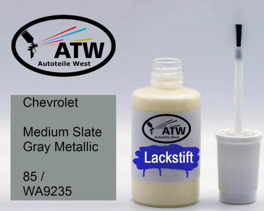 Chevrolet, Medium Slate Gray Metallic, 85 / WA9235: 20ml Lackstift, von ATW Autoteile West.